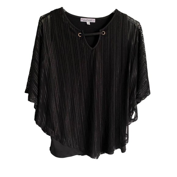 Sweet Violet Black Sheer Layered Poncho Top Women's Medium NEW NWT - Picture 1 of 10